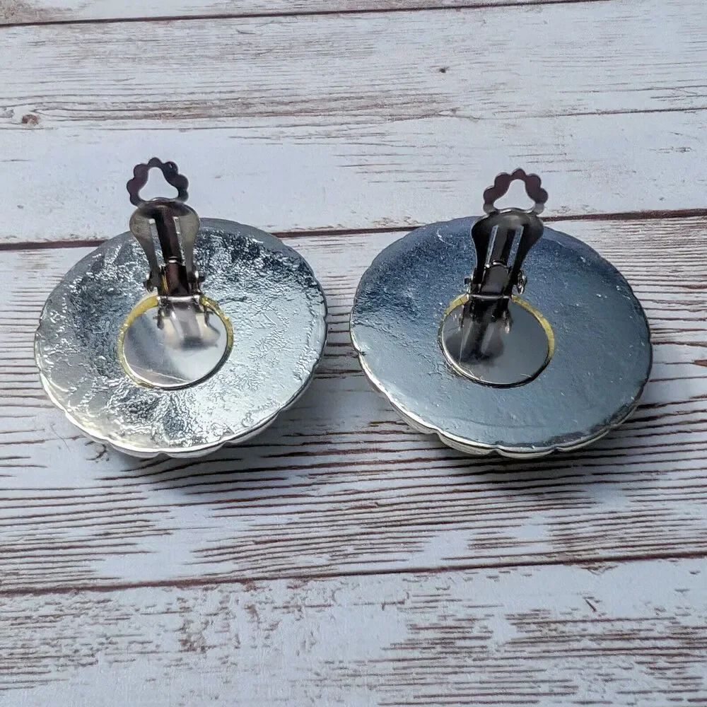 Vintage Clip On Earrings - 1 & 5/8